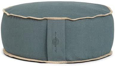 Round Organic Meditation Cushion Zafu - Buckwheat Meditation Pillow for Yoga and Mindfulness - Adjustable Height - Floor Cushion - GOTS Certified Cotton Washable Cover - 13x7 - dune