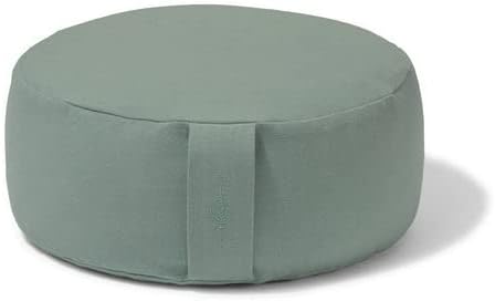 Round Organic Meditation Cushion Zafu - Buckwheat Meditation Pillow for Yoga and Mindfulness - Adjustable Height - Floor Cushion - GOTS Certified Cotton Washable Cover - 13x7 - dune