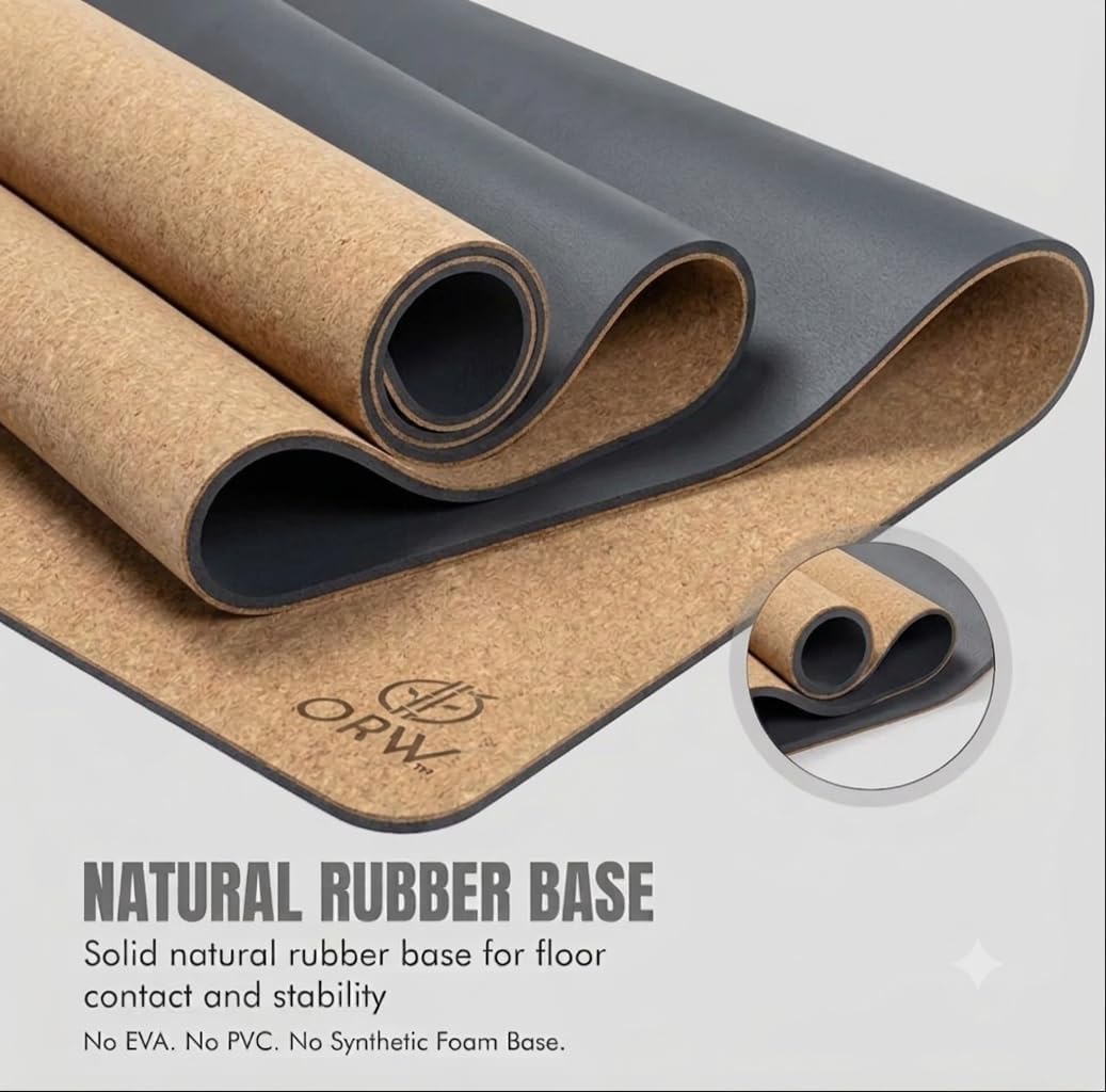 Premium Cork Yoga Mat, Non Slip Natural Rubber, Yoga, Paper Packaging, 72”x24”