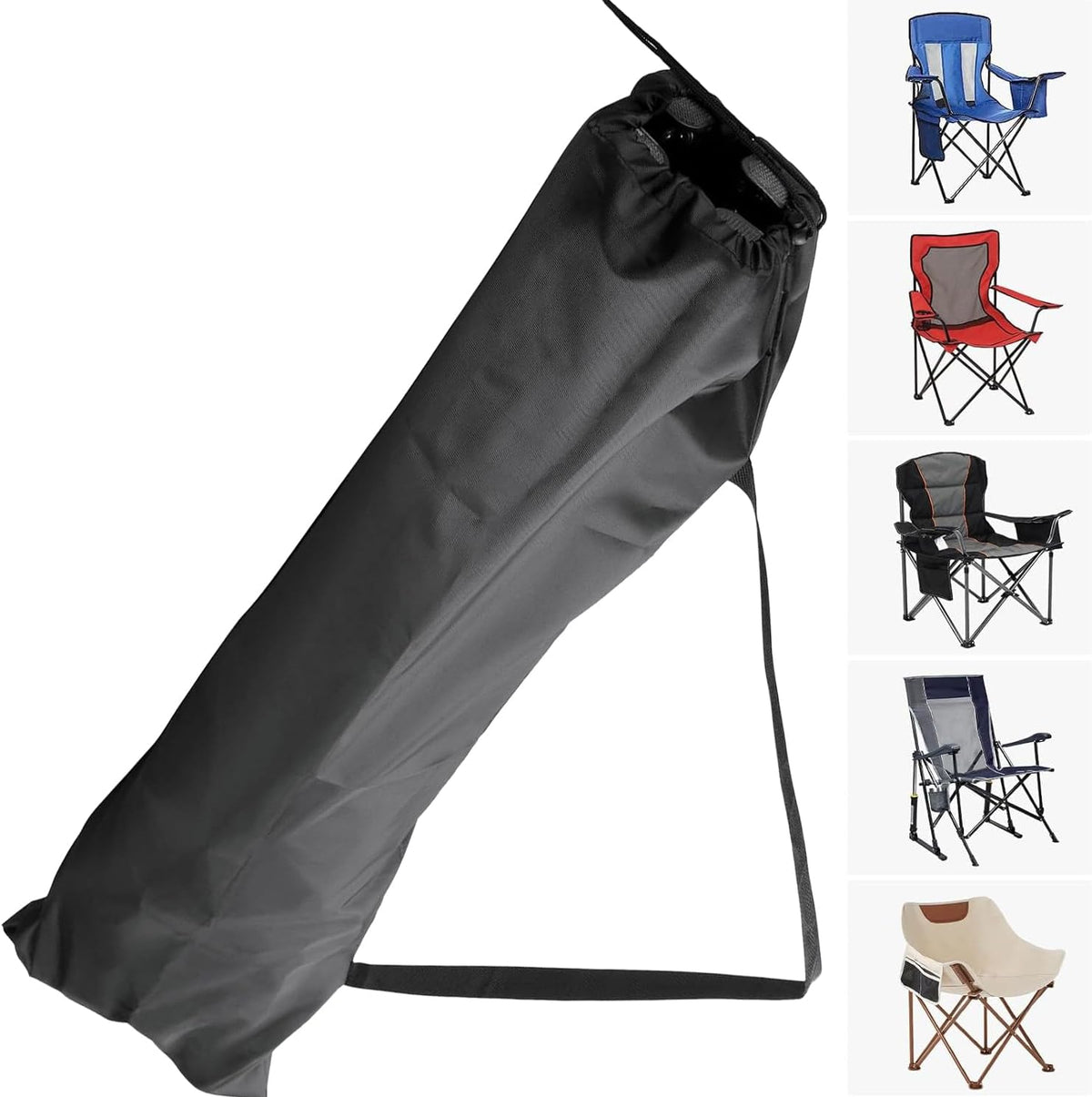 2PCS Black Long Drawstring Oxford Polyester Organiser Bag 32x9.5inch Camping Chair Replacement Travel Tent Storage Carrying Sports Gear Large Bag