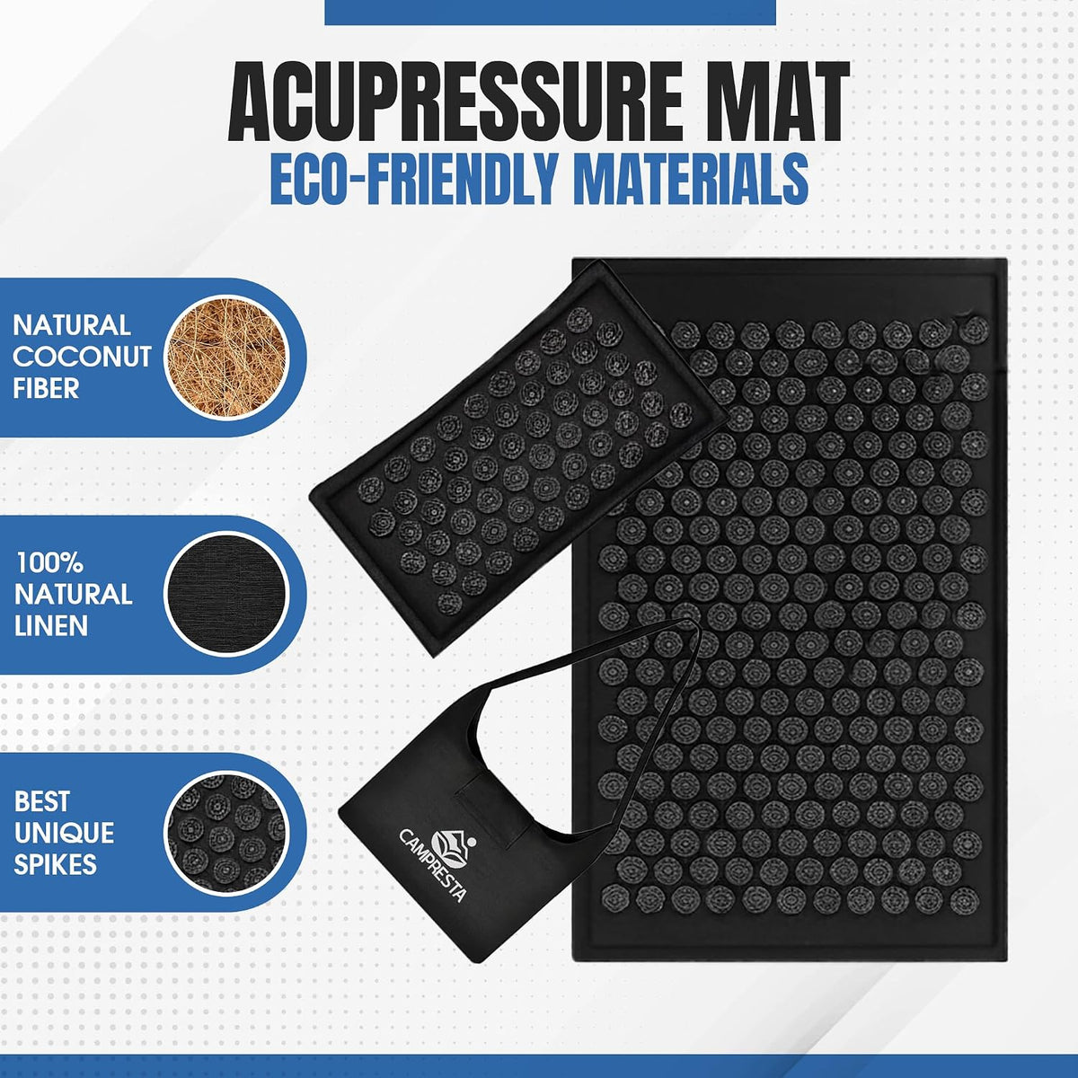 Acupressure Mat and Pillow Set, Mat with HIPS Spikes for Back/Neck Pain Relief, Sciatic, Headache, Stress and Muscle Relaxation