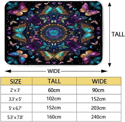 Butterfly Carpet Area Rug - Lovely Butterflies Printed Carpets for Kids Butterfly Theme Living Room Indoor Bedroom Decor Soft Polyester Yoga Mat 2'x3'