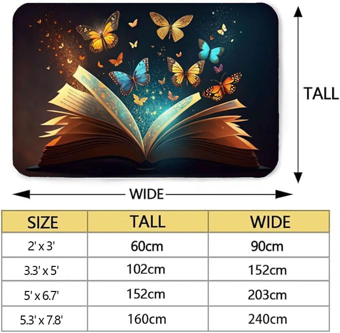 Butterfly Carpet Area Rug - Lovely Butterflies Printed Carpets for Kids Butterfly Theme Living Room Indoor Bedroom Decor Soft Polyester Yoga Mat 2'x3'