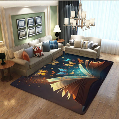 Butterfly Carpet Area Rug - Lovely Butterflies Printed Carpets for Kids Butterfly Theme Living Room Indoor Bedroom Decor Soft Polyester Yoga Mat 2'x3'