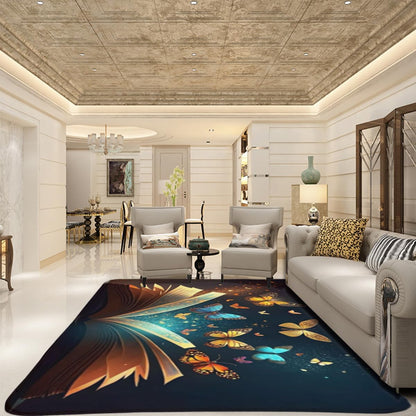 Butterfly Carpet Area Rug - Lovely Butterflies Printed Carpets for Kids Butterfly Theme Living Room Indoor Bedroom Decor Soft Polyester Yoga Mat 2'x3'
