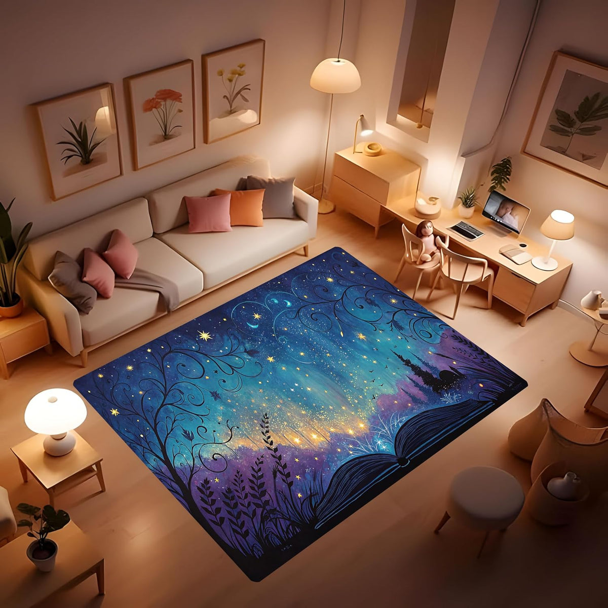 Butterfly Carpet Area Rug - Lovely Butterflies Printed Carpets for Kids Butterfly Theme Living Room Indoor Bedroom Decor Soft Polyester Yoga Mat 2'x3'