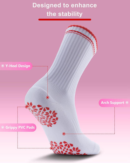 Women Pilates Grip Socks, Crew Sticky Socks