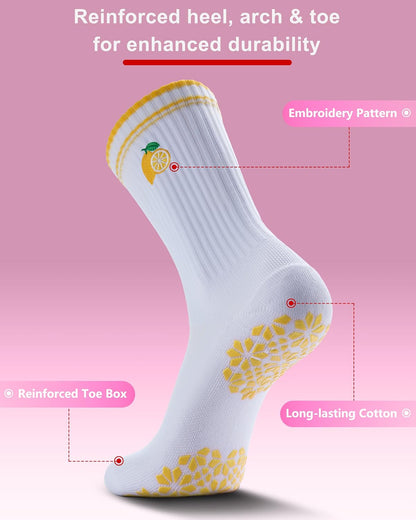 Women Pilates Grip Socks, Crew Sticky Socks