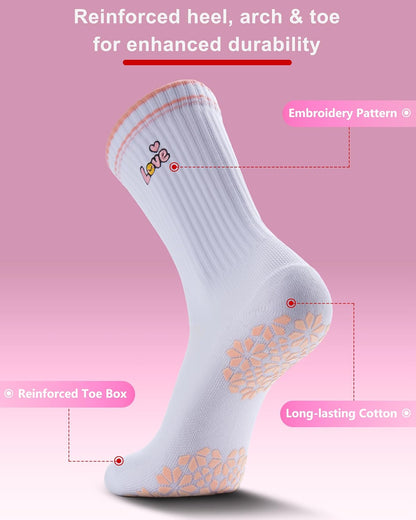 Women Pilates Grip Socks, Crew Sticky Socks