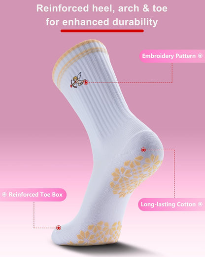 Women Pilates Grip Socks, Crew Sticky Socks