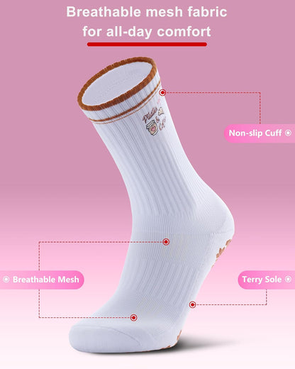 Women Pilates Grip Socks, Crew Sticky Socks