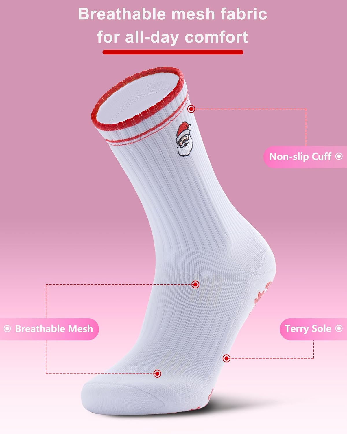 Women Pilates Grip Socks, Crew Sticky Socks