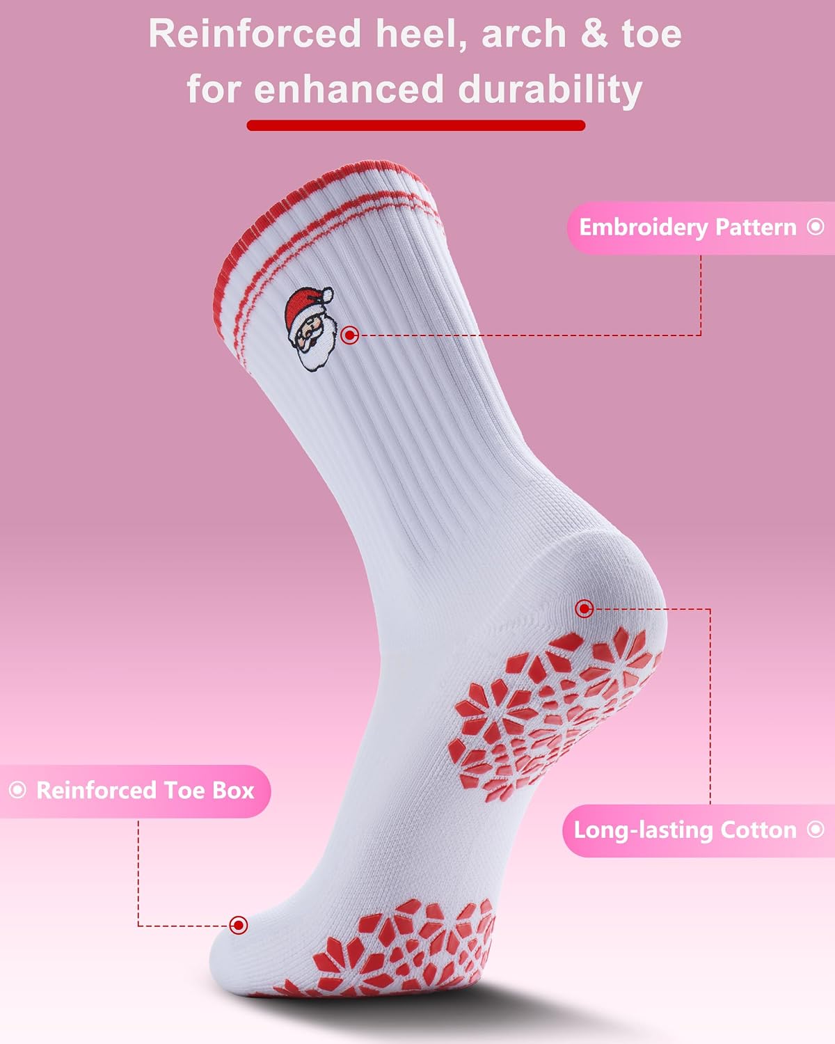 Women Pilates Grip Socks, Crew Sticky Socks