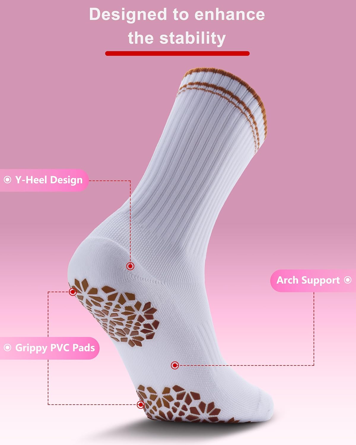 Women Pilates Grip Socks, Crew Sticky Socks