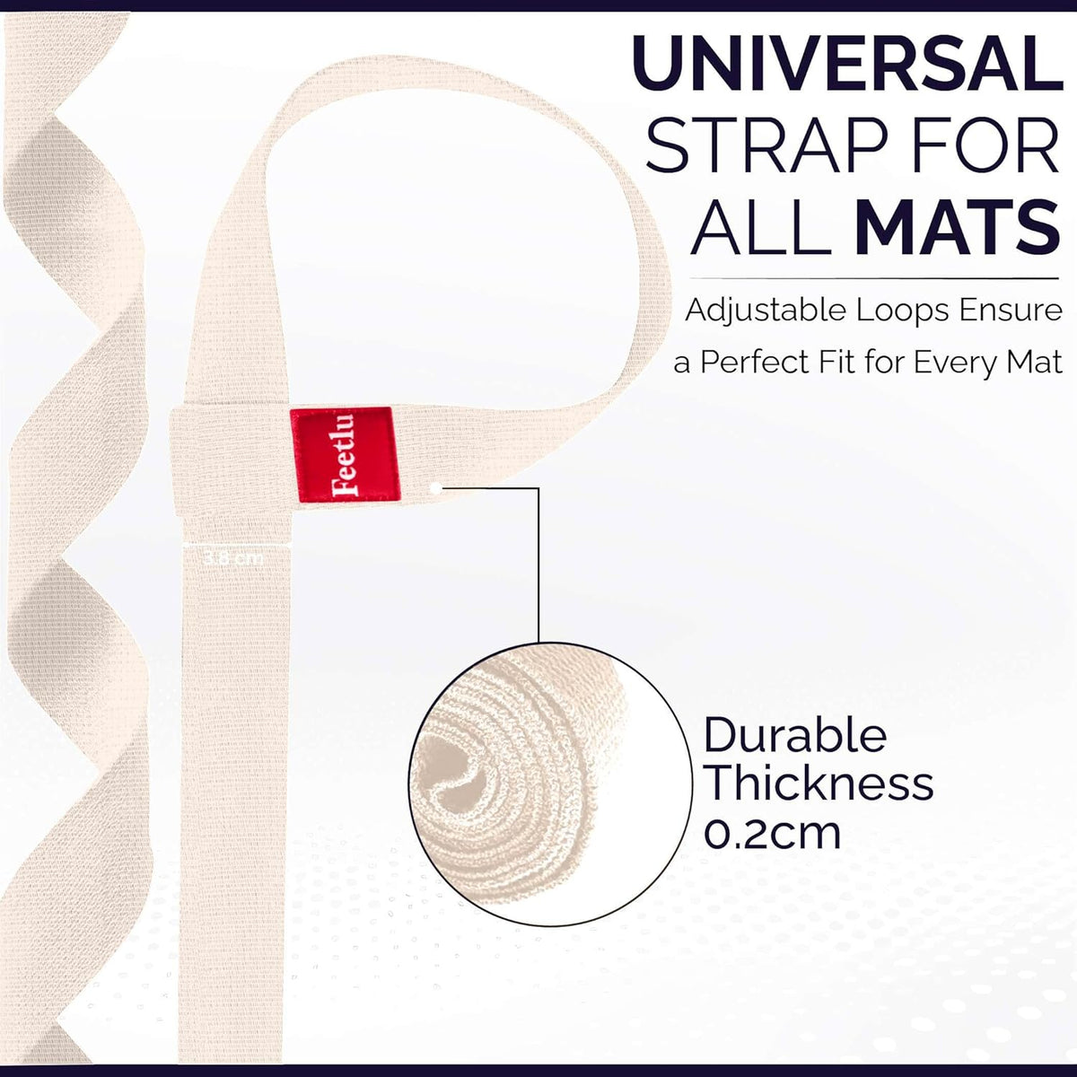 Yoga Mat Straps 2 in 1 - Cotton - Adjustable anti-slip straps for yoga, pilates, stretching, for carrying mats