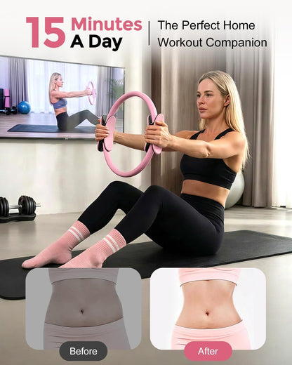Home Pilates Essentials Kit for Women, Magic Circle Pilates Equipment Ring and Ball Set, Resistance Bands Workout Guide Video for 28 Day Pilates Challenge Starter Kit for Beginners