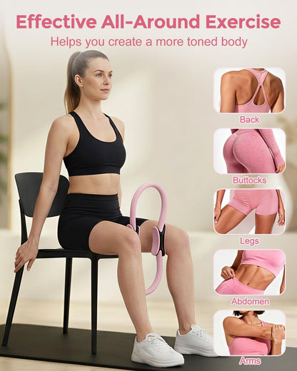 Home Pilates Essentials Kit for Women, Magic Circle Pilates Equipment Ring and Ball Set, Resistance Bands Workout Guide Video for 28 Day Pilates Challenge Starter Kit for Beginners