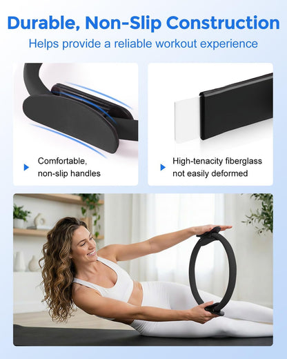 Home Pilates Essentials Kit for Women, Magic Circle Pilates Equipment Ring and Ball Set, Resistance Bands Workout Guide Video for 28 Day Pilates Challenge Starter Kit for Beginners