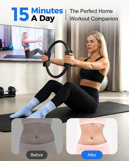 Home Pilates Essentials Kit for Women, Magic Circle Pilates Equipment Ring and Ball Set, Resistance Bands Workout Guide Video for 28 Day Pilates Challenge Starter Kit for Beginners