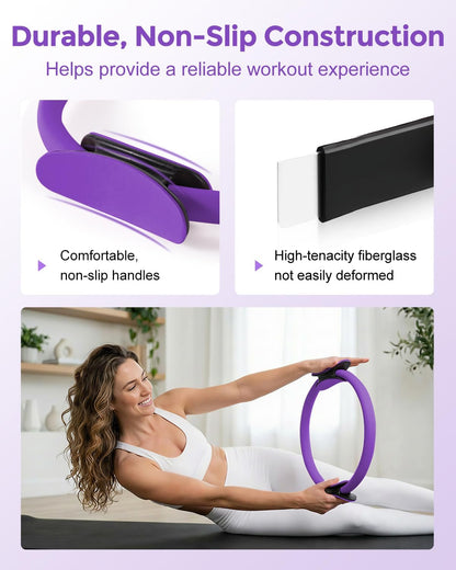 Home Pilates Essentials Kit for Women, Magic Circle Pilates Equipment Ring and Ball Set, Resistance Bands Workout Guide Video for 28 Day Pilates Challenge Starter Kit for Beginners