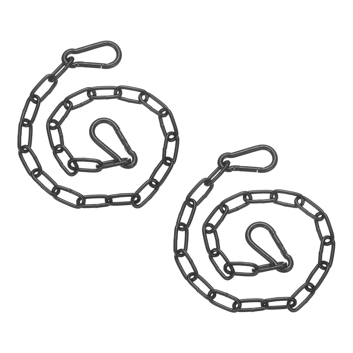 2 Pcs Gate Chain Lock, 19 in x 2.5mm Chain Dia Alloy Steel Hanging Chain Lock with 2 Open Clasps for Stall Barn Fence Gate Hammock Swing Punching Bags Sandbag Yoga Gym, Black