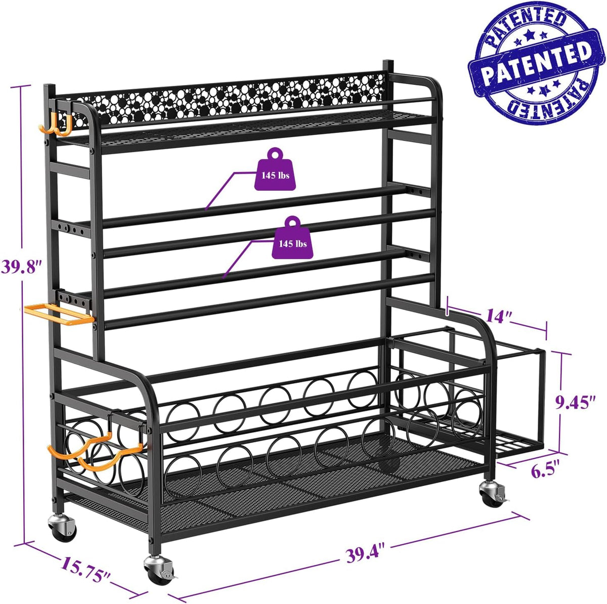 3-Tier Dumbbell Rack with Wheels, Weight Rack for Home Gym Storage