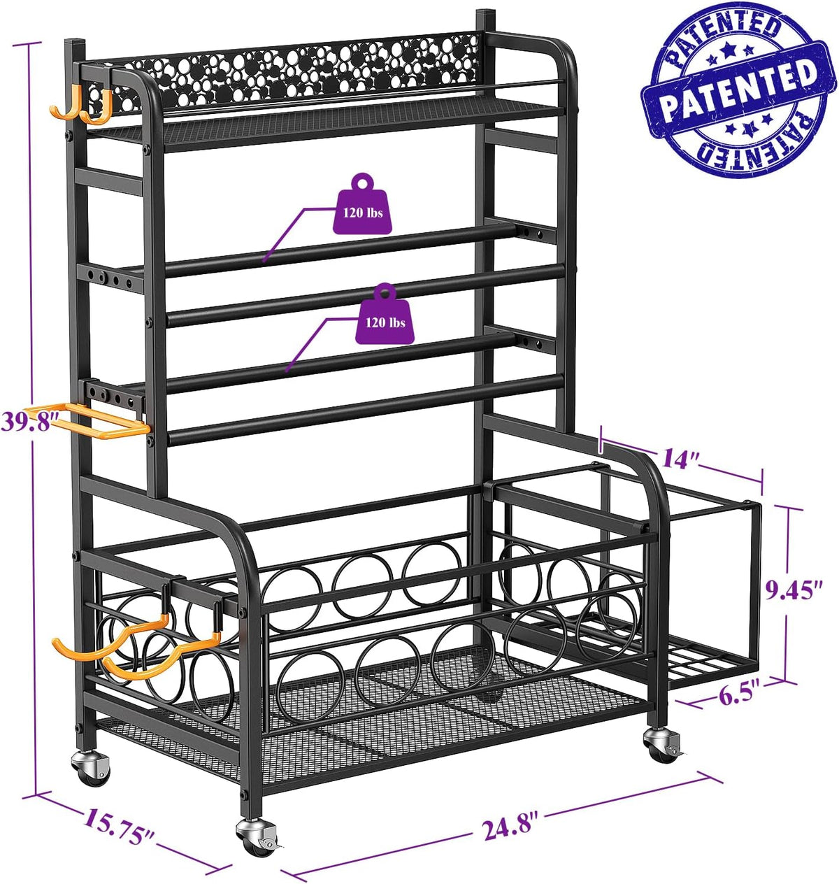 3-Tier Dumbbell Rack with Wheels, Weight Rack for Home Gym Storage