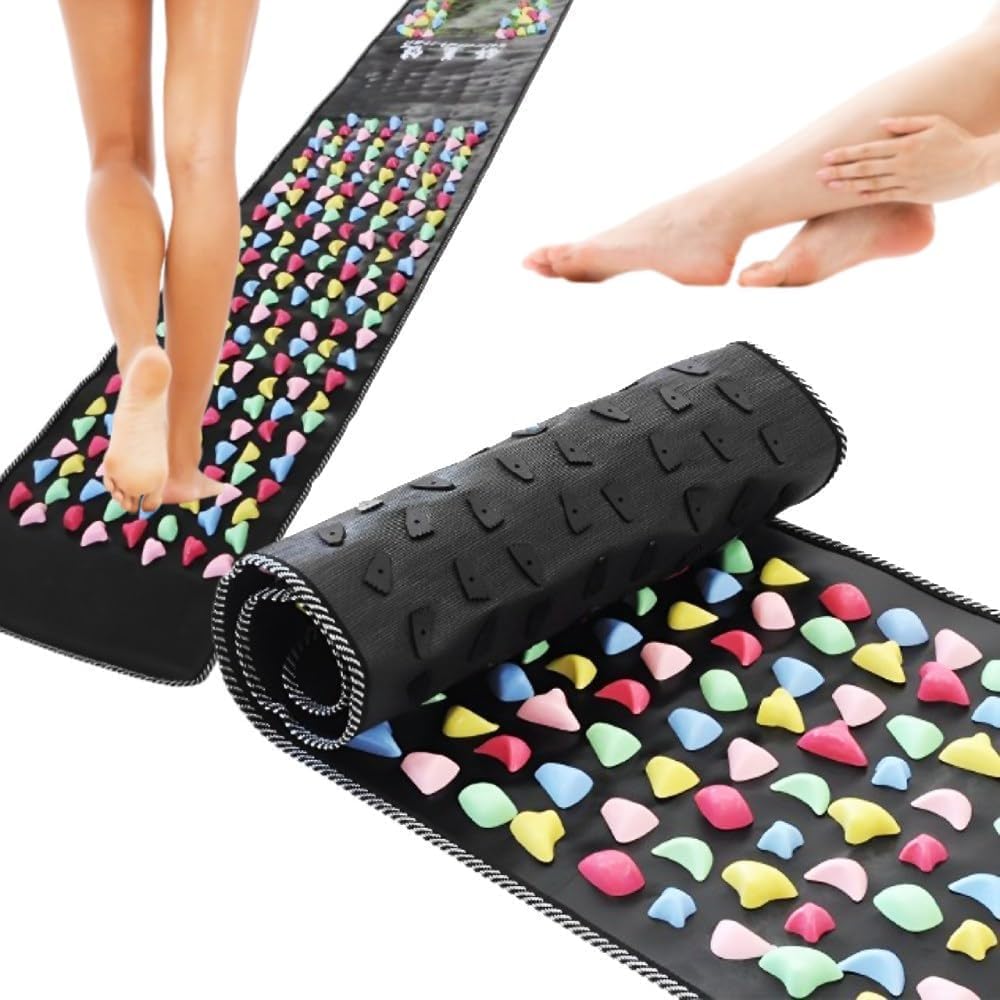 Long Foot Massage Mat, 5.74ft (68.9 x 13.78 Inches), Walk Stone Road, Reflexology Acupressure Mats with Chart, Foot Pressure Acupoint Massager for Elderly and Office Workers
