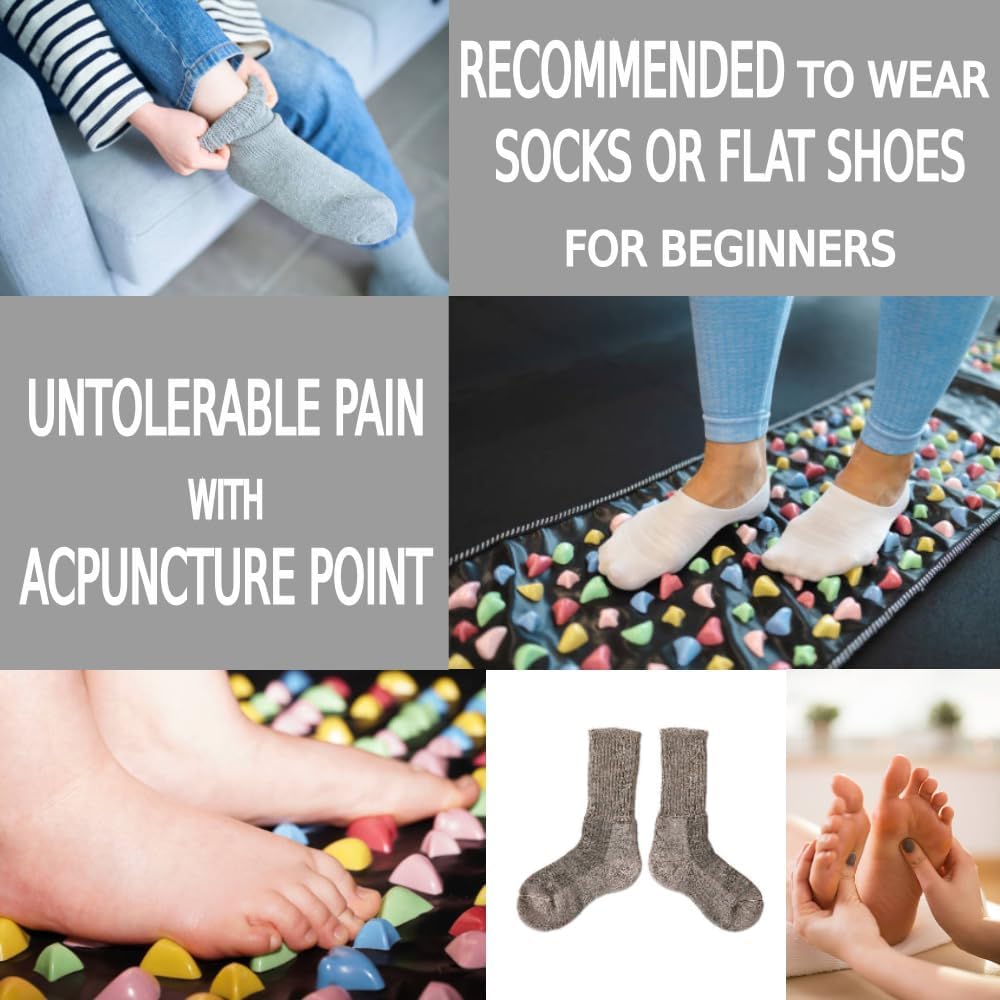 Long Foot Massage Mat, 5.74ft (68.9 x 13.78 Inches), Walk Stone Road, Reflexology Acupressure Mats with Chart, Foot Pressure Acupoint Massager for Elderly and Office Workers