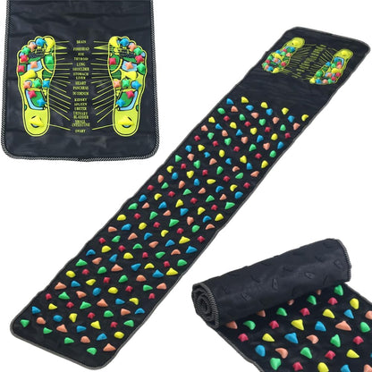 Long Foot Massage Mat, 5.74ft (68.9 x 13.78 Inches), Walk Stone Road, Reflexology Acupressure Mats with Chart, Foot Pressure Acupoint Massager for Elderly and Office Workers