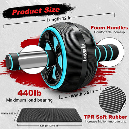 Ab Roller Wheel, 10-In-1 Ab Exercise Wheels Kit with Resistance Bands, Knee Mat, Jump Rope, Push-Up Bar - Home Gym Equipment for Men Women Core Strength & Abdominal Exercise