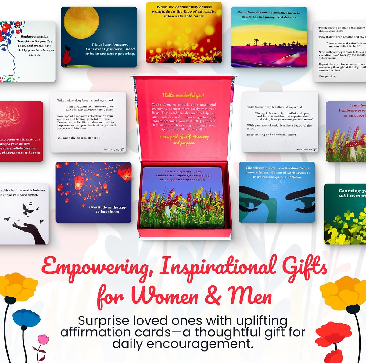 Positive Affirmation Cards for Mindfulness - 60 Motivational Cards