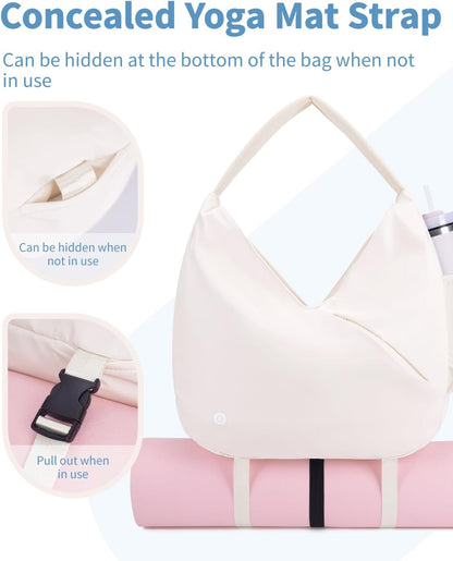 Ceneda Large Gym Bag for Women with Hidden Yoga Mat Holder & Shoe Compartment & Wet Pocket, Sports Duffle Bag for Travel