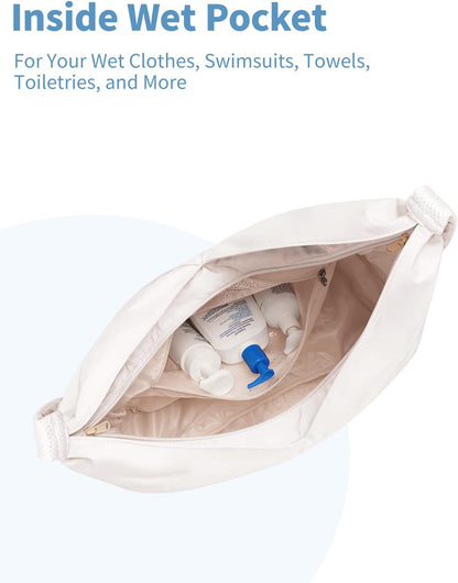 Ceneda Large Gym Bag for Women with Hidden Yoga Mat Holder & Shoe Compartment & Wet Pocket, Sports Duffle Bag for Travel