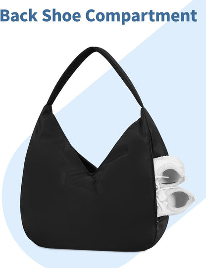 Ceneda Large Gym Bag for Women with Hidden Yoga Mat Holder & Shoe Compartment & Wet Pocket, Sports Duffle Bag for Travel