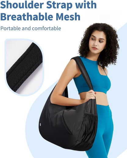 Ceneda Large Gym Bag for Women with Hidden Yoga Mat Holder & Shoe Compartment & Wet Pocket, Sports Duffle Bag for Travel