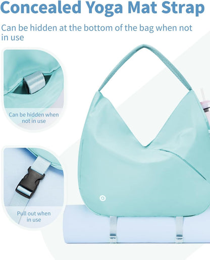 Ceneda Large Gym Bag for Women with Hidden Yoga Mat Holder & Shoe Compartment & Wet Pocket, Sports Duffle Bag for Travel