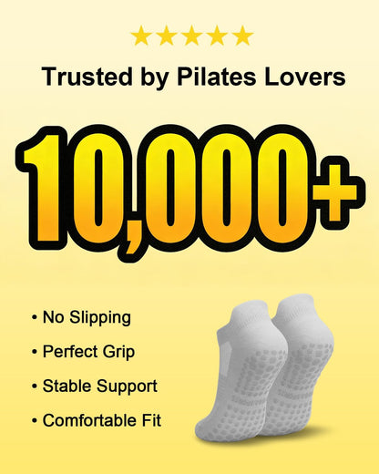6 Pairs Pilates Grip Socks for Women, Non-slip Yoga Athletic Socks for Barre Ballet Barefoot Workout Hospital