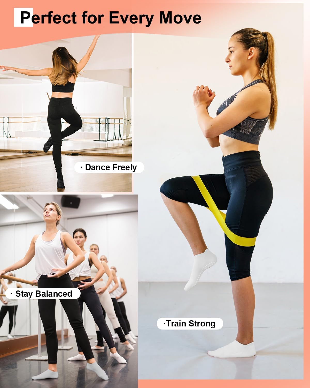 6 Pairs Pilates Grip Socks for Women, Non-slip Yoga Athletic Socks for Barre Ballet Barefoot Workout Hospital