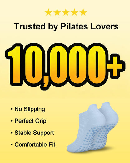 6 Pairs Pilates Grip Socks for Women, Non-slip Yoga Athletic Socks for Barre Ballet Barefoot Workout Hospital