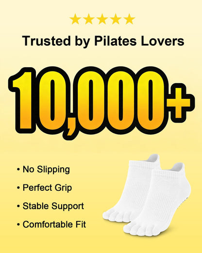 6 Pairs Pilates Grip Socks for Women, Non-slip Yoga Athletic Socks for Barre Ballet Barefoot Workout Hospital