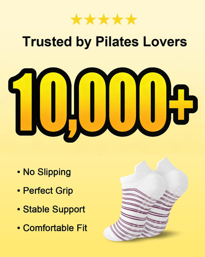 6 Pairs Pilates Grip Socks for Women, Non-slip Yoga Athletic Socks for Barre Ballet Barefoot Workout Hospital