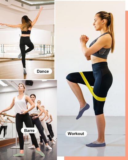 6 Pairs Pilates Grip Socks for Women, Non-slip Yoga Athletic Socks for Barre Ballet Barefoot Workout Hospital