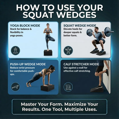 Squat Wedge Blocks for Heels Elevated Squats – Slant Board for Ankle Mobility, Calf Stretching, Deep Squat Support – Weightlifting & Physical Therapy
