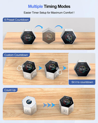 Ticktime T6 Pomodoro Timer Cube for Focus, Study, Work, Task, ADHD, Kitchen