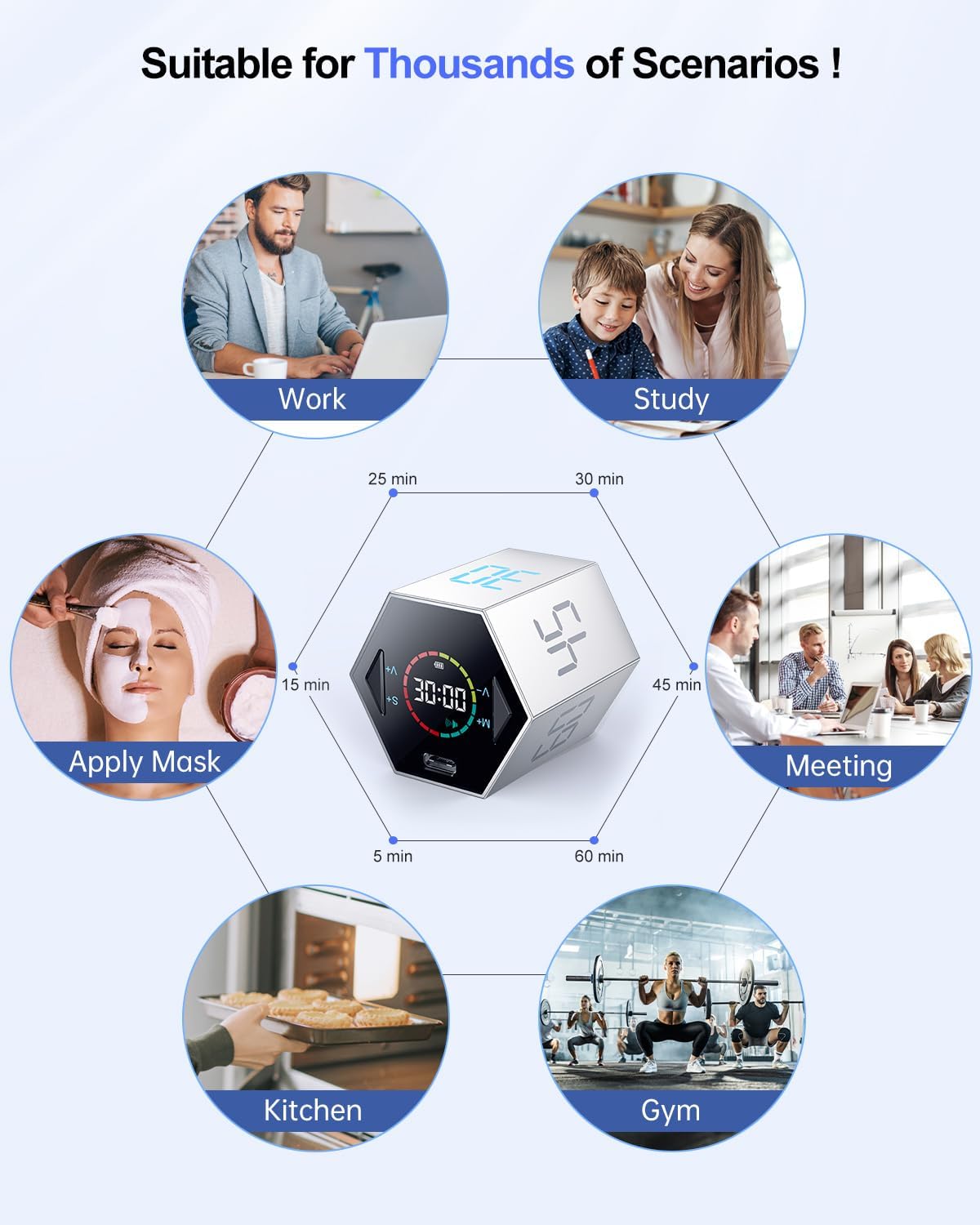 Ticktime T6 Pomodoro Timer Cube for Focus, Study, Work, Task, ADHD, Kitchen