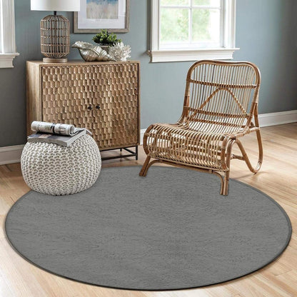 Machine Washable Modern Round Area Rug, Room Sofa Yoga Soft Round Carpet, Home Decor Non Slip Kitchen Office Circle Rug Grey, 24inch