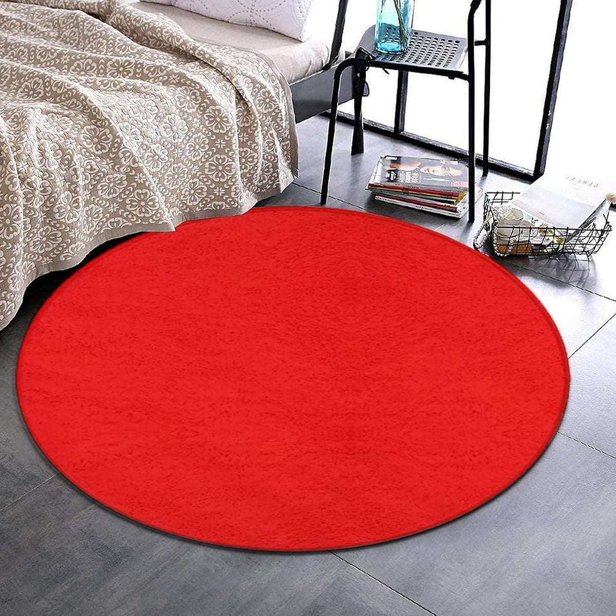 Machine Washable Modern Round Area Rug, Room Sofa Yoga Soft Round Carpet, Home Decor Non Slip Kitchen Office Circle Rug Grey, 24inch
