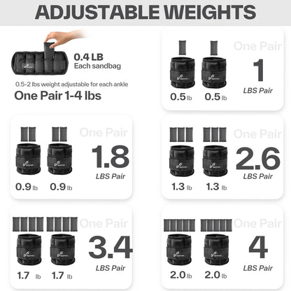 Adjustable Ankle and Wrist Weights for Women Pair of 4lb/13lb