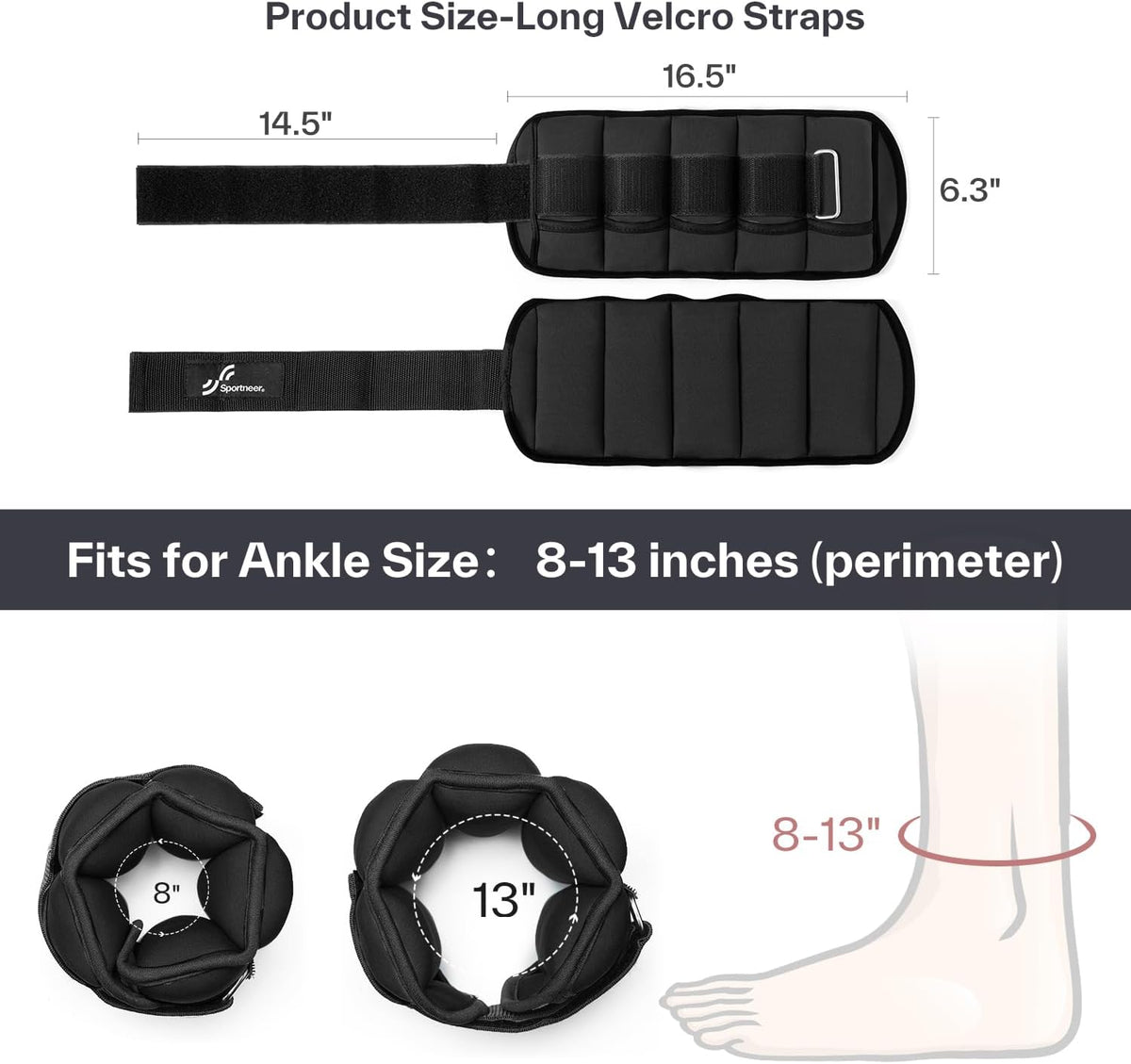Adjustable Ankle and Wrist Weights for Women Pair of 4lb/13lb